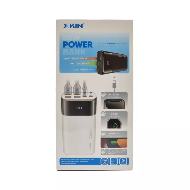 پاوربانک ۲۰۰۰۰ میلی‌آمپر XKIN مدل XK-PB700
